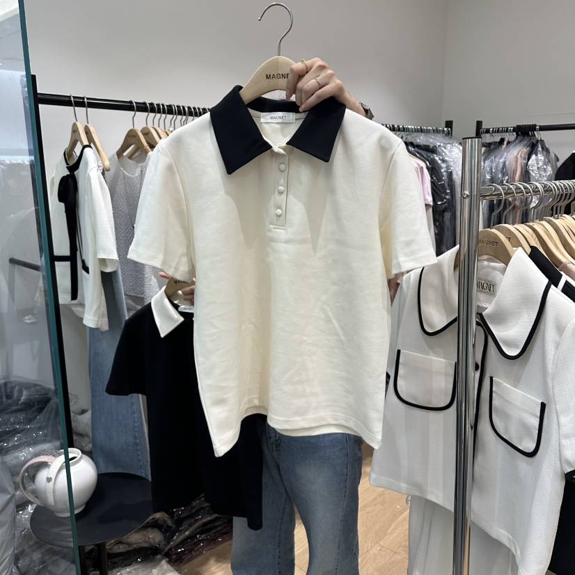 M.G.N韓國直郵女士新款時尚熱賣休閑人氣職業26春夏T恤撞色MAGNETT恤