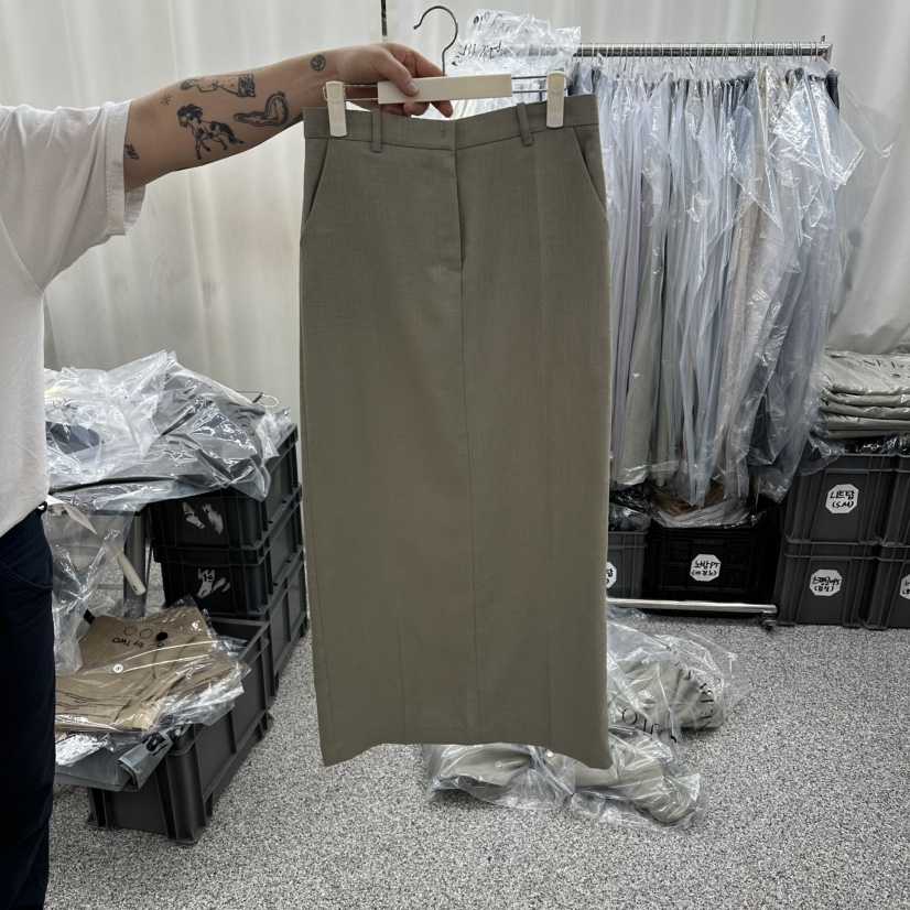 ONEBYTWO韓國直郵女裝新款熱賣職業26春夏人氣休閑長裙開衩ONE BY TWO長裙