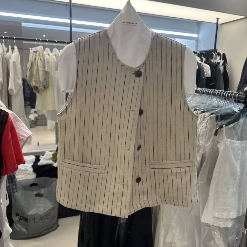 OLI SEOUL韓國直郵女裝新款職業26春夏人氣26夏季馬甲亞麻OLI SEOUL馬甲