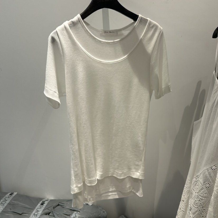 JANE BIRKIN東大門實拍韓國女裝新品熱賣推薦T恤假兩件羅紋JANE BIRKIN設計師品牌T恤