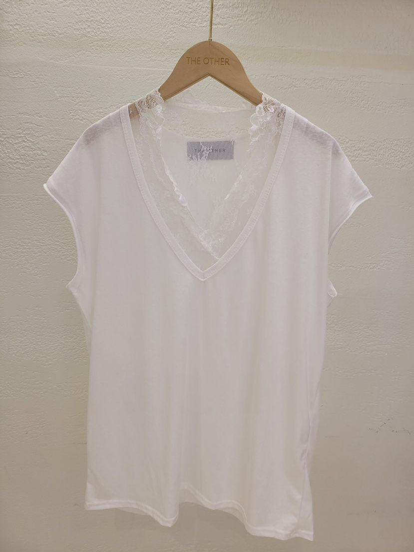 THE OTHER東大門實拍韓國女士新款休閑襯衫蕾絲衫V領套裝蕾絲長款THE OTHER襯衫/蕾絲衫