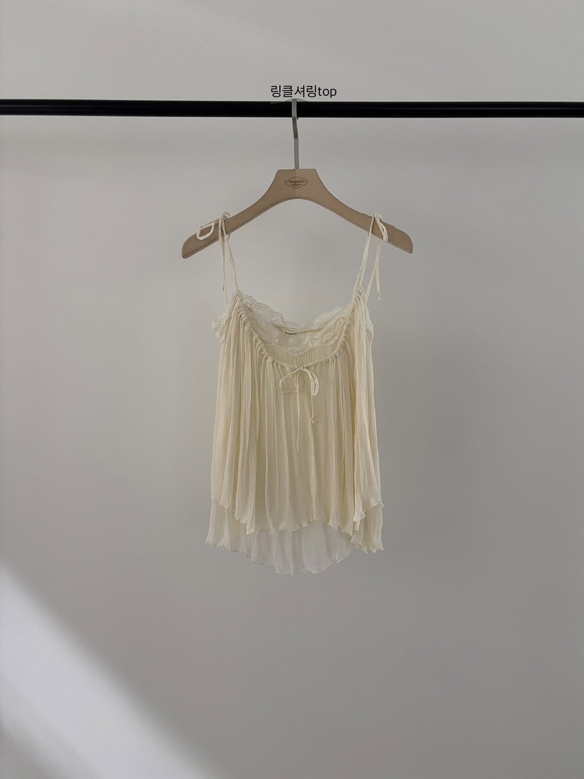 VERGAMOT韓國東大門代購女士新款26夏季推薦吊帶背心褶皺VERGAMOT吊帶/背心