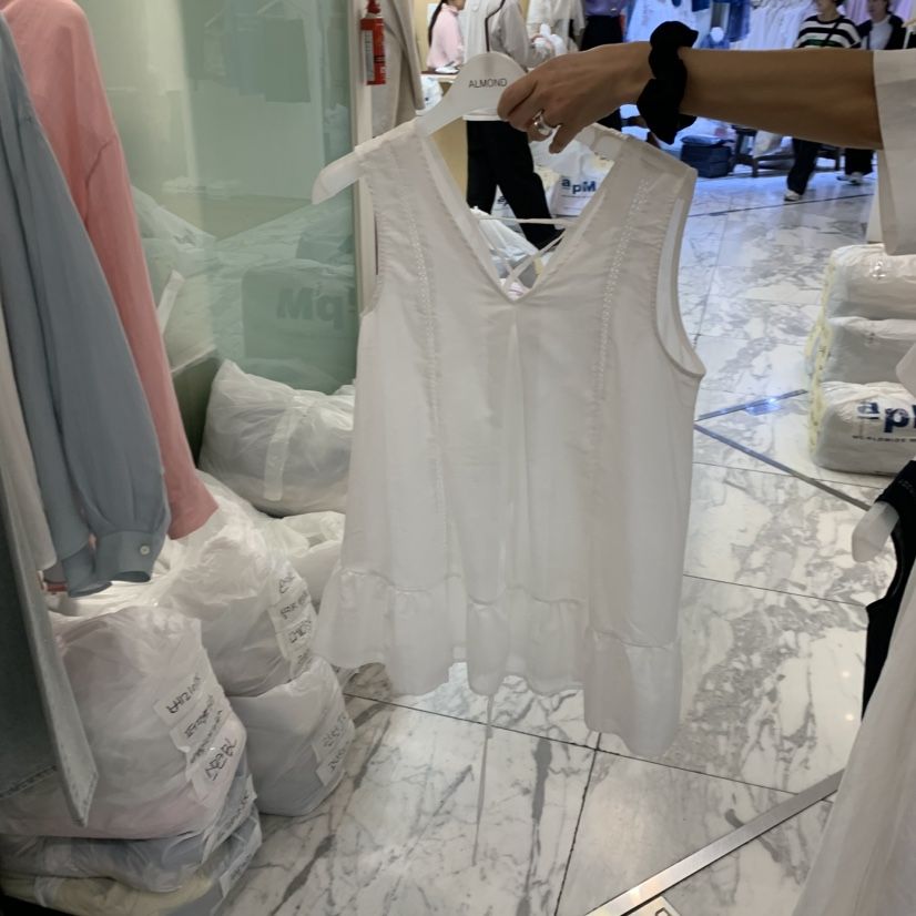 ALMOND韓國代購女裝新品26夏季熱賣休閑職業時尚襯衫蕾絲衫ALMOND襯衫/蕾絲衫