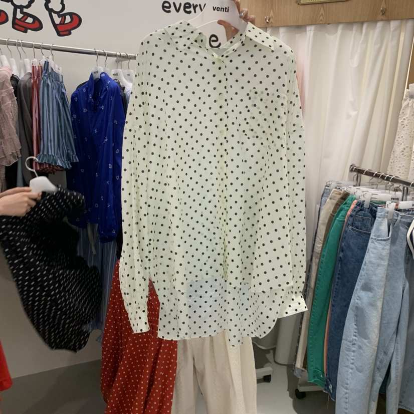 VENTI韓國代購女士新款熱賣人氣職業推薦休閑襯衫蕾絲衫圓點VENTI襯衫/蕾絲衫