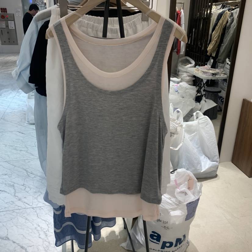 RAWROW韓國直郵實拍女裝新品26夏季休閑吊帶背心假兩件雙層RAWROW吊帶/背心