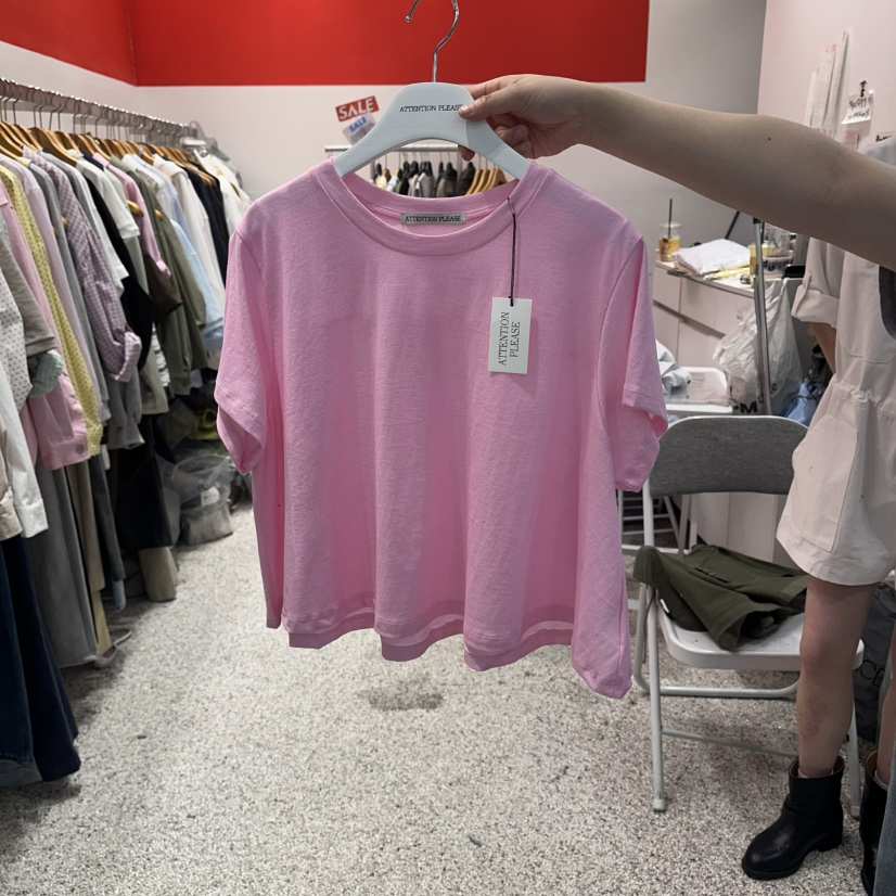 ATPZ韓國直郵女裝新款人氣推薦時尚26夏季熱賣職業T恤喇叭ATTENTION PLEAEST恤
