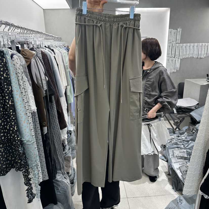 ANDE韓國直郵實拍女士新款休閑26春夏推薦職業休閑褲含腰繩Ande休閑褲