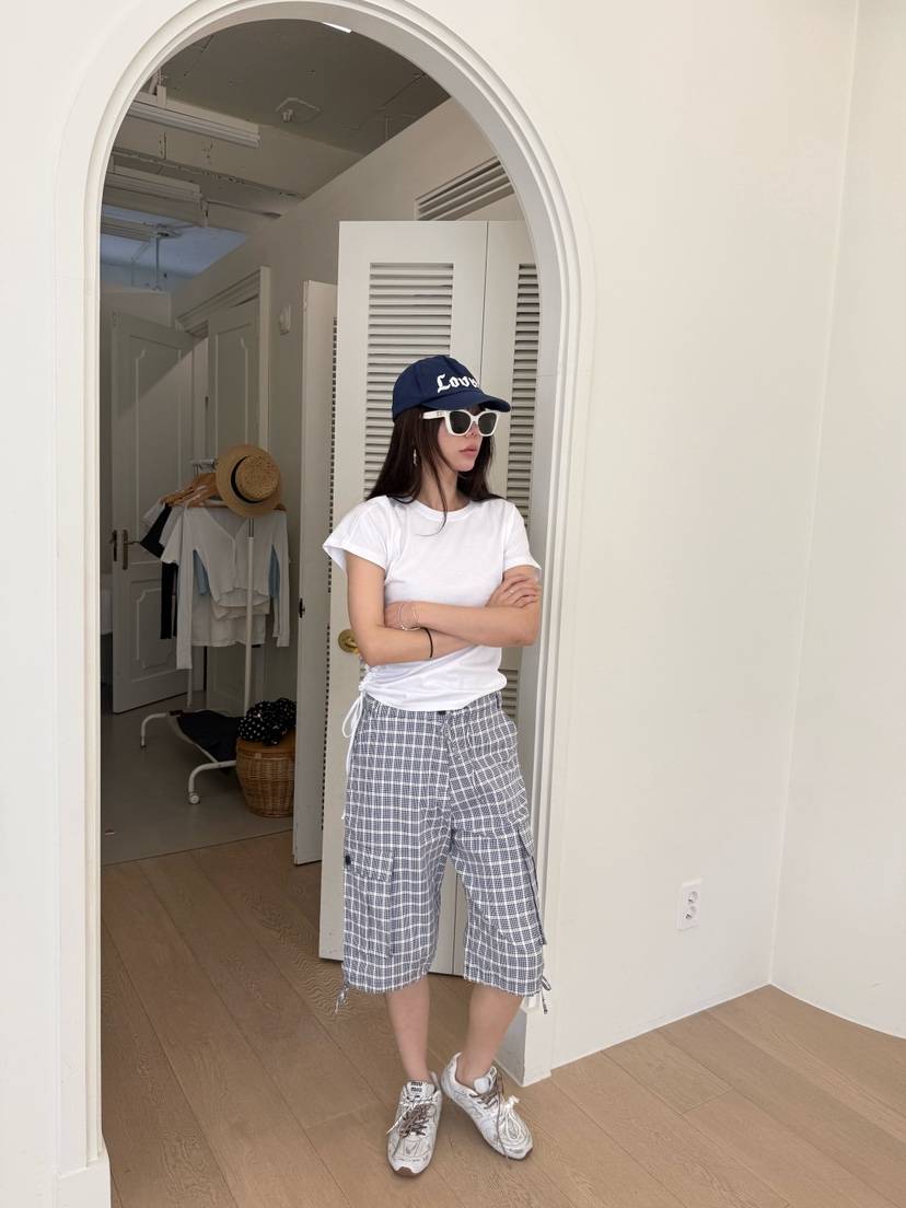 LUMIPLE東大門實拍韓國女裝新款職業26夏季人氣時尚短褲格紋LUMIPLE短褲