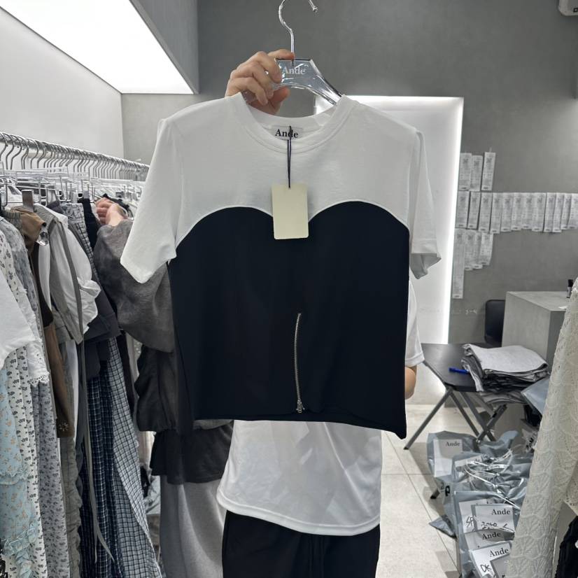 ANDE東大門實拍韓國女裝新品休閑26夏季職業人氣時尚T恤拉鏈AndeT恤