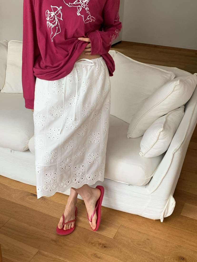 LOVE MY SANTA韓國東大門直郵女士新款26夏季半身裙中短裙刺繡Santa/LOVE MY SANTA半身裙/中短裙