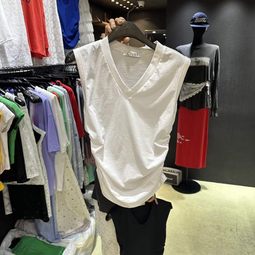 CHAVI東大門直郵女士新款推薦人氣真品熱賣休閑吊帶背心V領CHAVI吊帶/背心