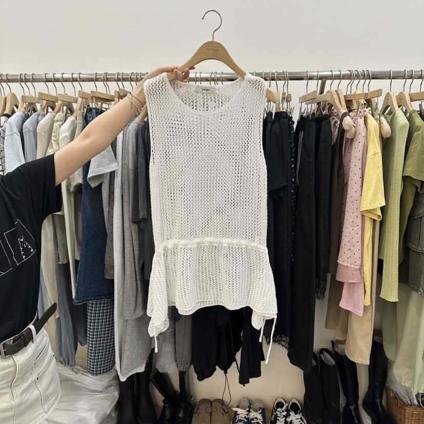 DELIGHT-L東大門實拍女士新款真品推薦職業吊帶背心抽繩DELIGHT-L吊帶/背心