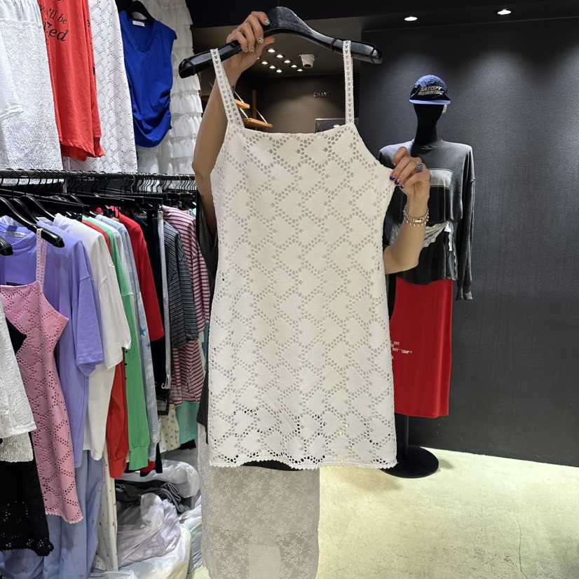 CHAVI韓國代購女士新款推薦休閑職業熱賣時尚連衣裙鉤針編織CHAVI連衣裙