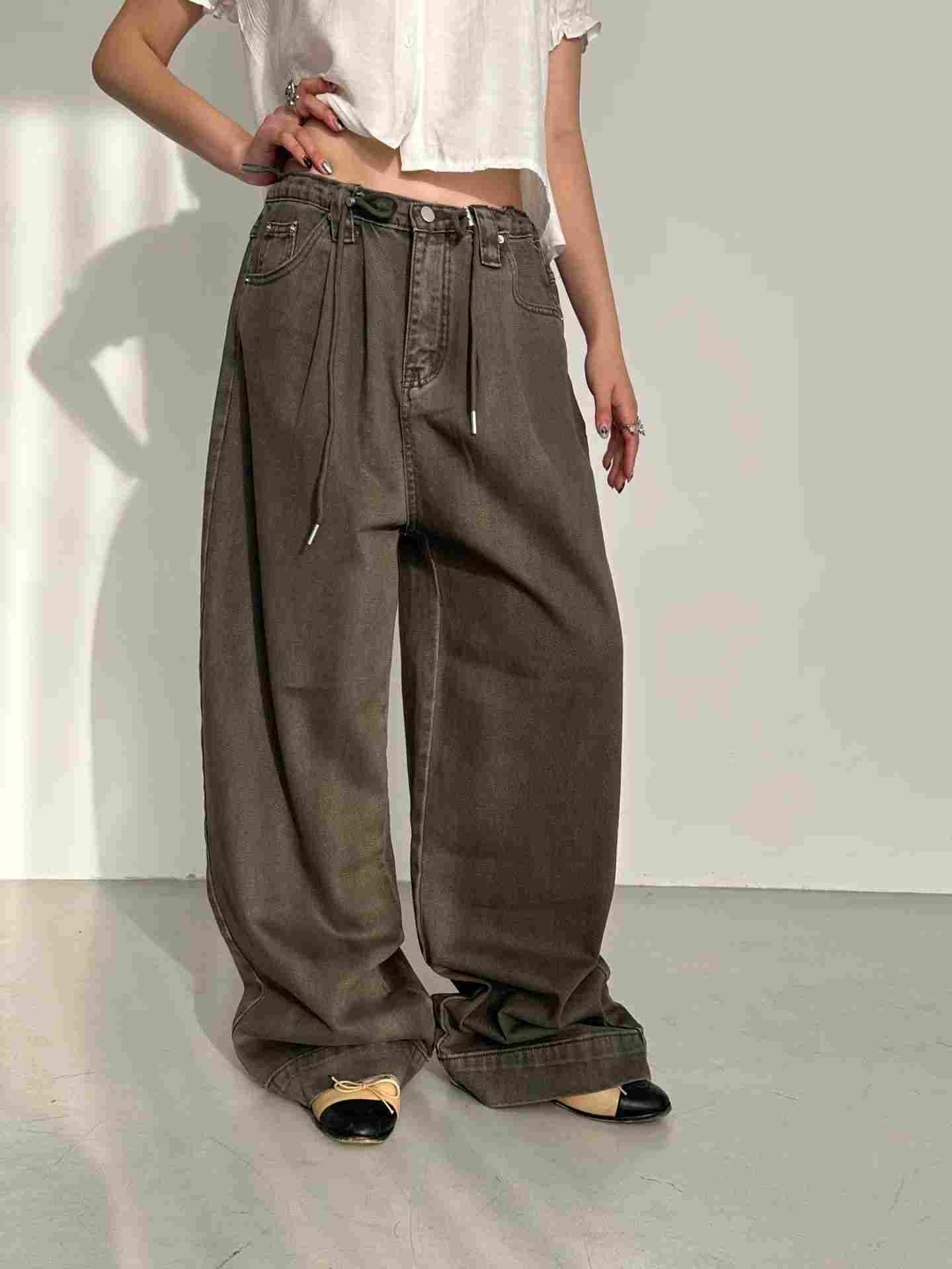 PRANA/CLOTHINK韓國代購女士新品26春夏職業熱賣牛仔褲系帶PRANA/CLOTHINK牛仔褲