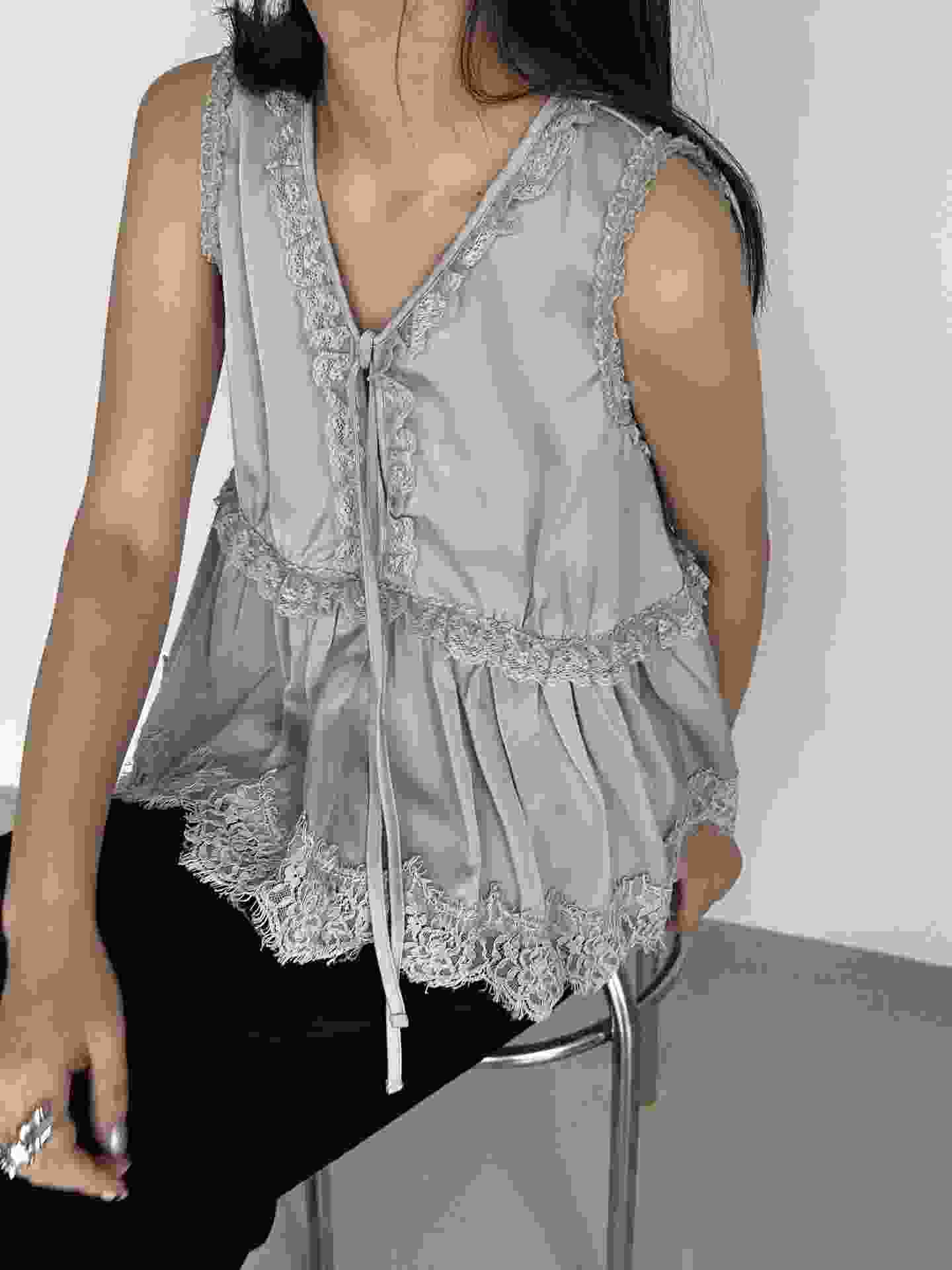 PRANA/CLOTHINK韓國直郵女士新品休閑人氣職業吊帶背心蕾絲PRANA/CLOTHINK吊帶/背心