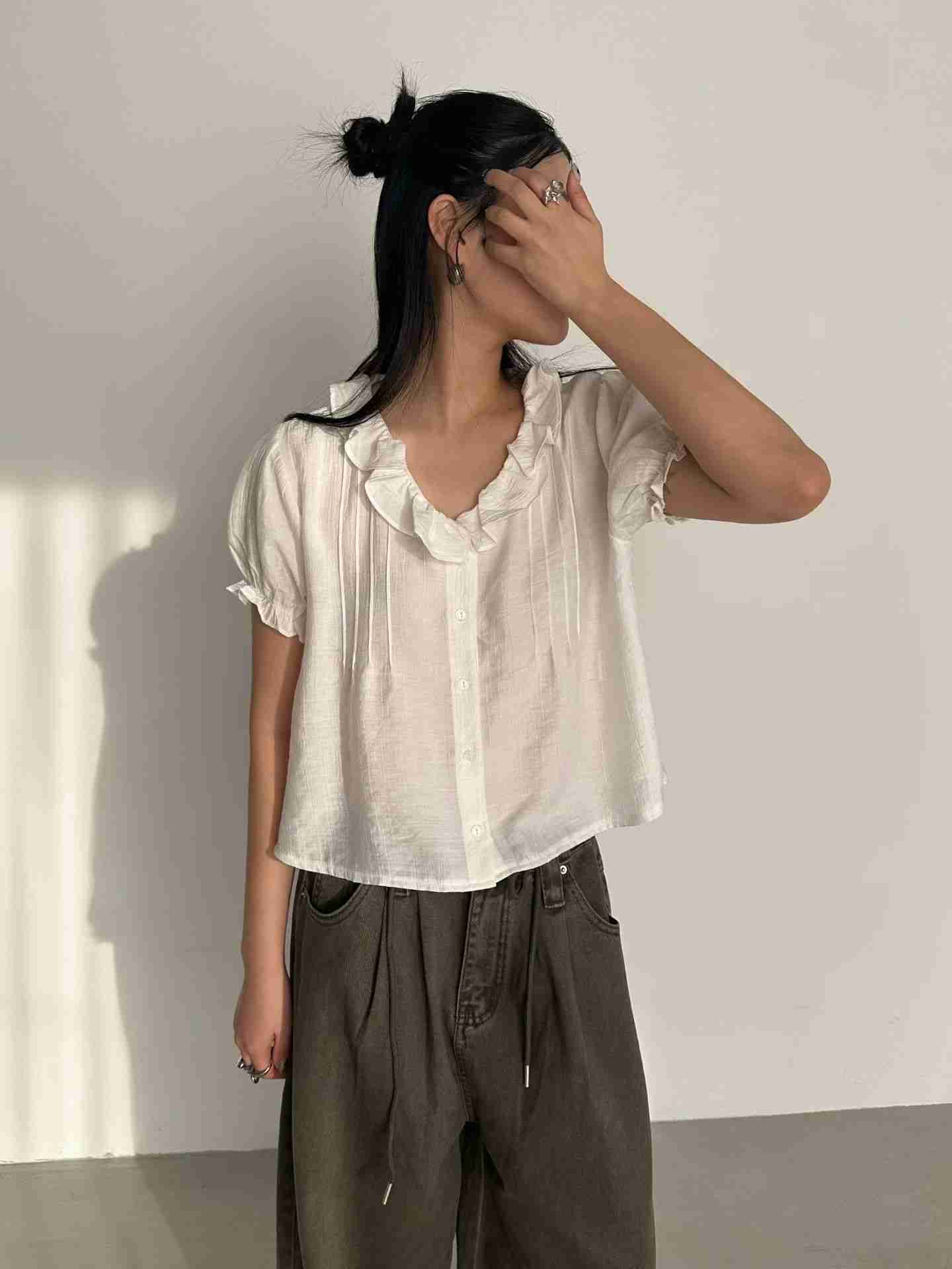 PRANA/CLOTHINK韓國代購女裝新款熱賣26夏季時尚襯衫蕾絲衫PRANA/CLOTHINK襯衫/蕾絲衫