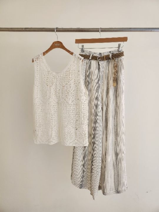 FEMME東大門實拍女士新款真品26春夏套裝不含腰帶套裝蕾絲條紋FEMME套裝