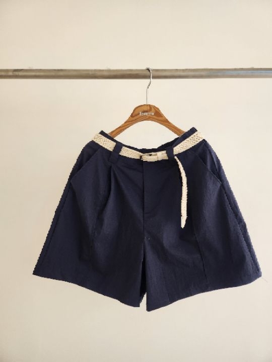 FEMME東大門實拍女裝新品人氣真品短褲麻花針織含腰帶褶裥FEMME短褲