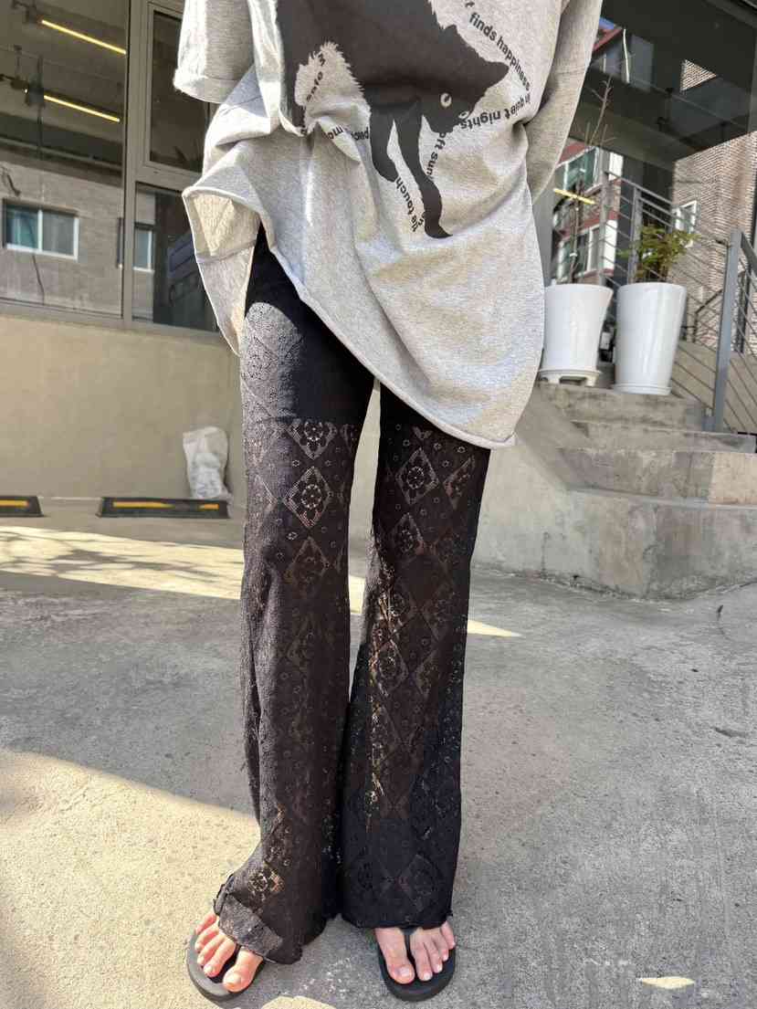 THE LINE-Q韓國東大門代購女裝新款推薦時尚休閑褲提花THE LINE-Q休閑褲