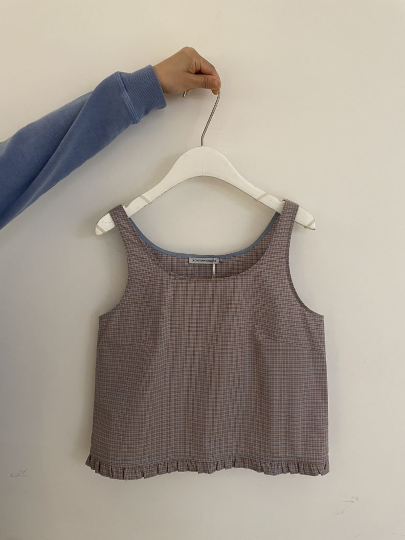 JEONG GAM STUDIOS韓國東大門代購女士新款人氣吊帶背心荷葉邊JEONG GAM STUDIOS吊帶/背心