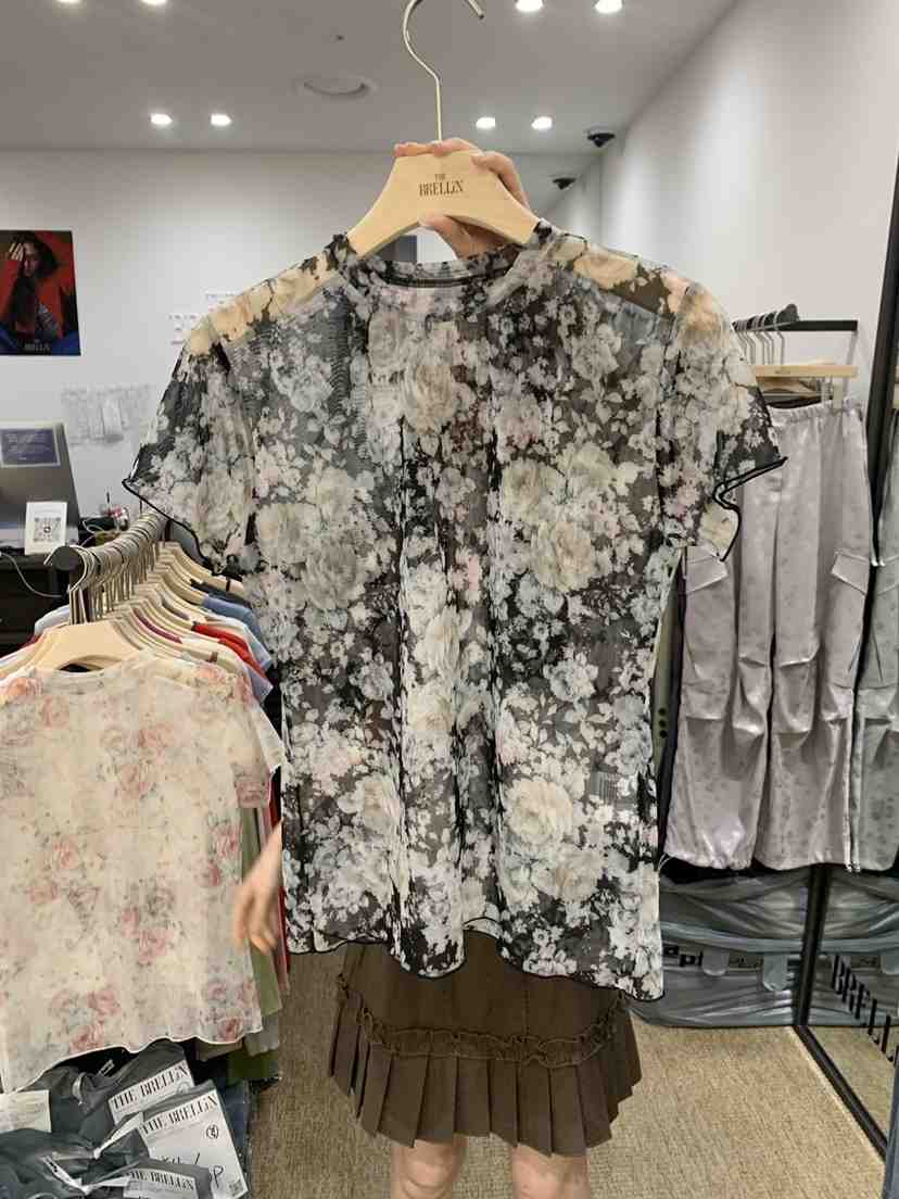 BRELLIN東大門實拍韓國女裝新品人氣推薦時尚26春夏T恤網眼BRELLINT恤