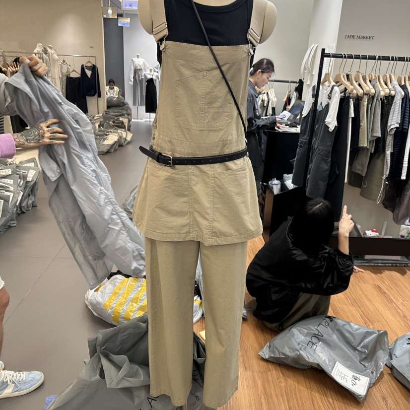 JADEMARKET東大門實拍女士新款熱賣推薦背帶褲不含腰帶多層JADE SEOUL_MARKET背帶褲