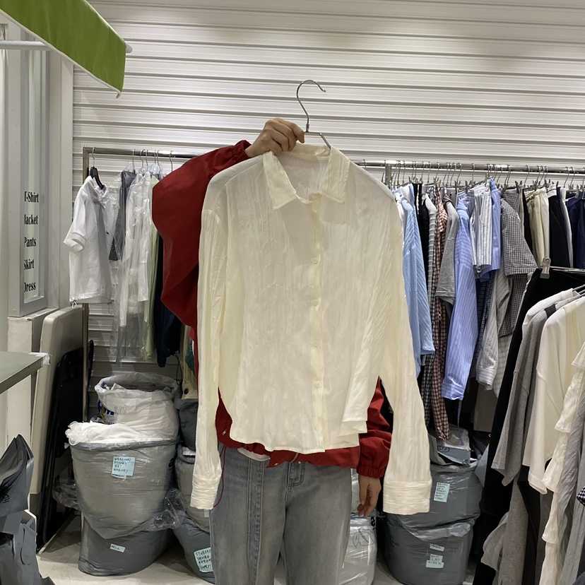 BRICKLANE韓國直郵實拍女士新品26春夏26夏季襯衫蕾絲衫褶皺BRICKLANE襯衫/蕾絲衫