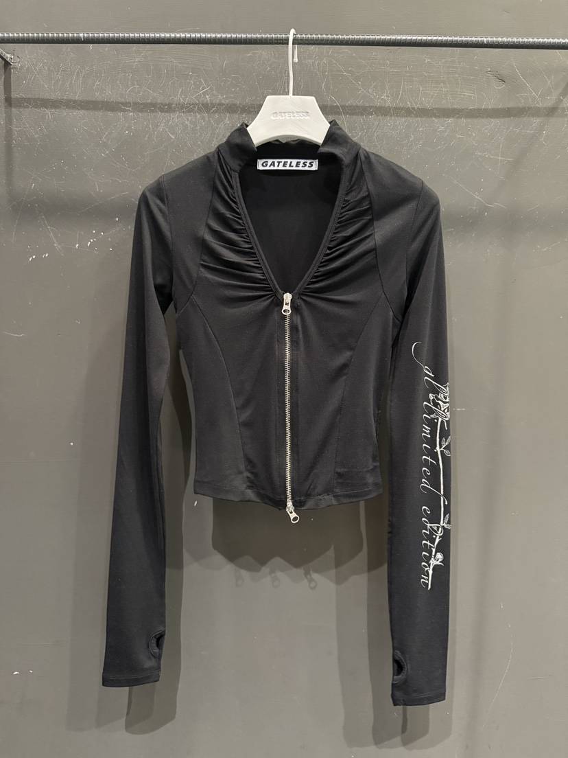 GATELESS韓國直郵實拍女士新款人氣26夏季時尚衛衣拉鏈褶皺GATELESS衛衣