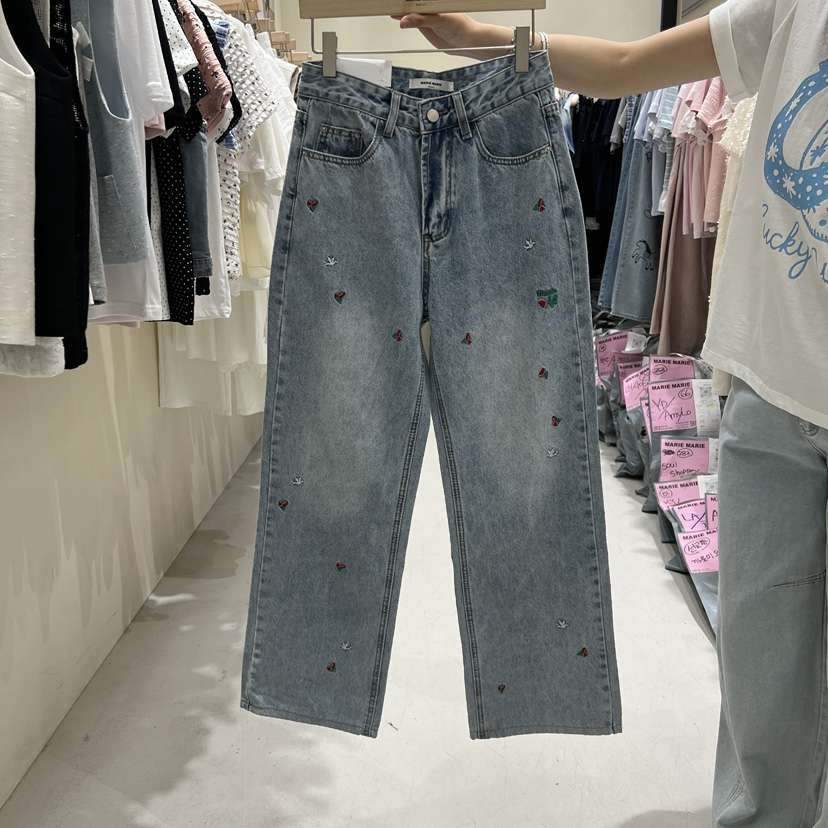 MARIE MARIE韓國直郵實拍女士新品職業26春夏牛仔褲刺繡MARIE MARIE牛仔褲
