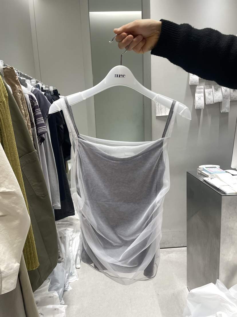 NUESE韓國直郵女裝新品時尚熱賣推薦人氣吊帶背心透明雙層NUESE吊帶/背心