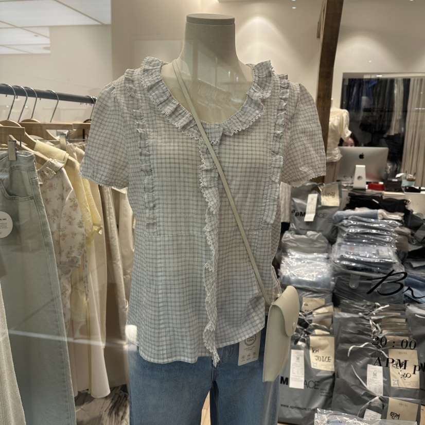 BRUNI/RICOTTA東大門實拍韓國女士新款26春夏襯衫蕾絲衫BRUNI/RICOTTA襯衫/蕾絲衫