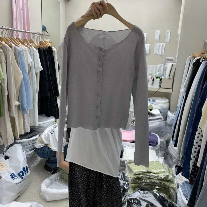 BREEZE韓國東大門代購女裝新款推薦時尚人氣長袖T恤撞色開衫BREEZE長袖T恤