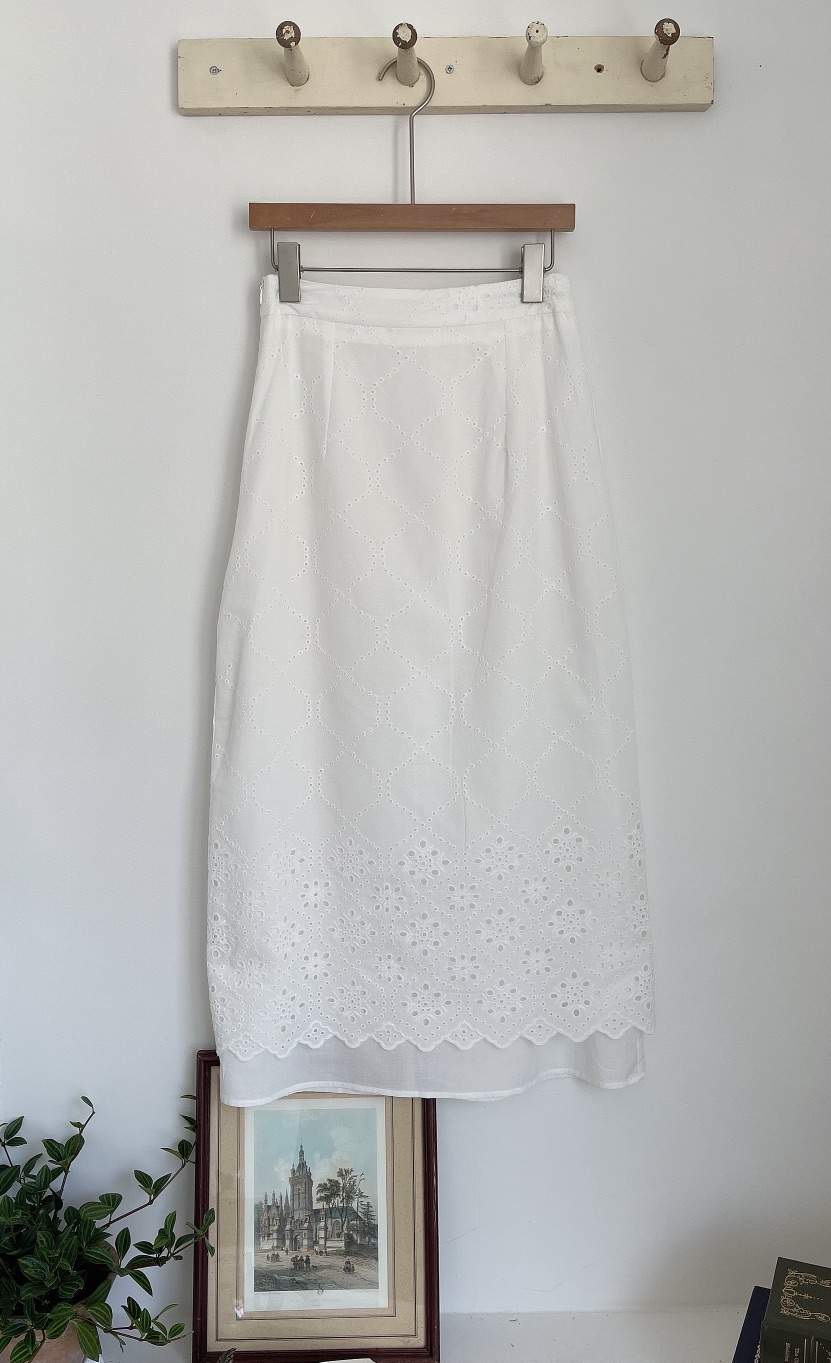 MINIQUEENS韓國東大門直郵女士新品熱賣半身裙中短裙蕾絲雙層長款MINIQUEENS半身裙/中短裙