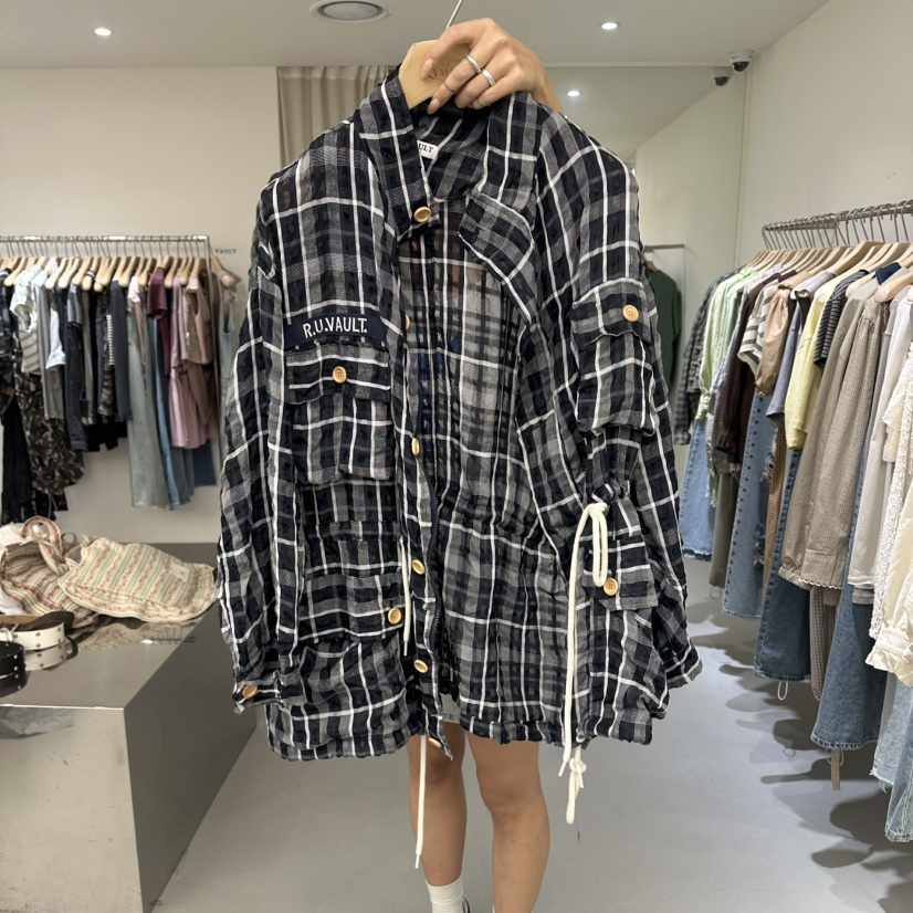 VAULT韓國直郵女裝新品職業26夏季休閑熱賣推薦人氣夾克格子VAULT夾克