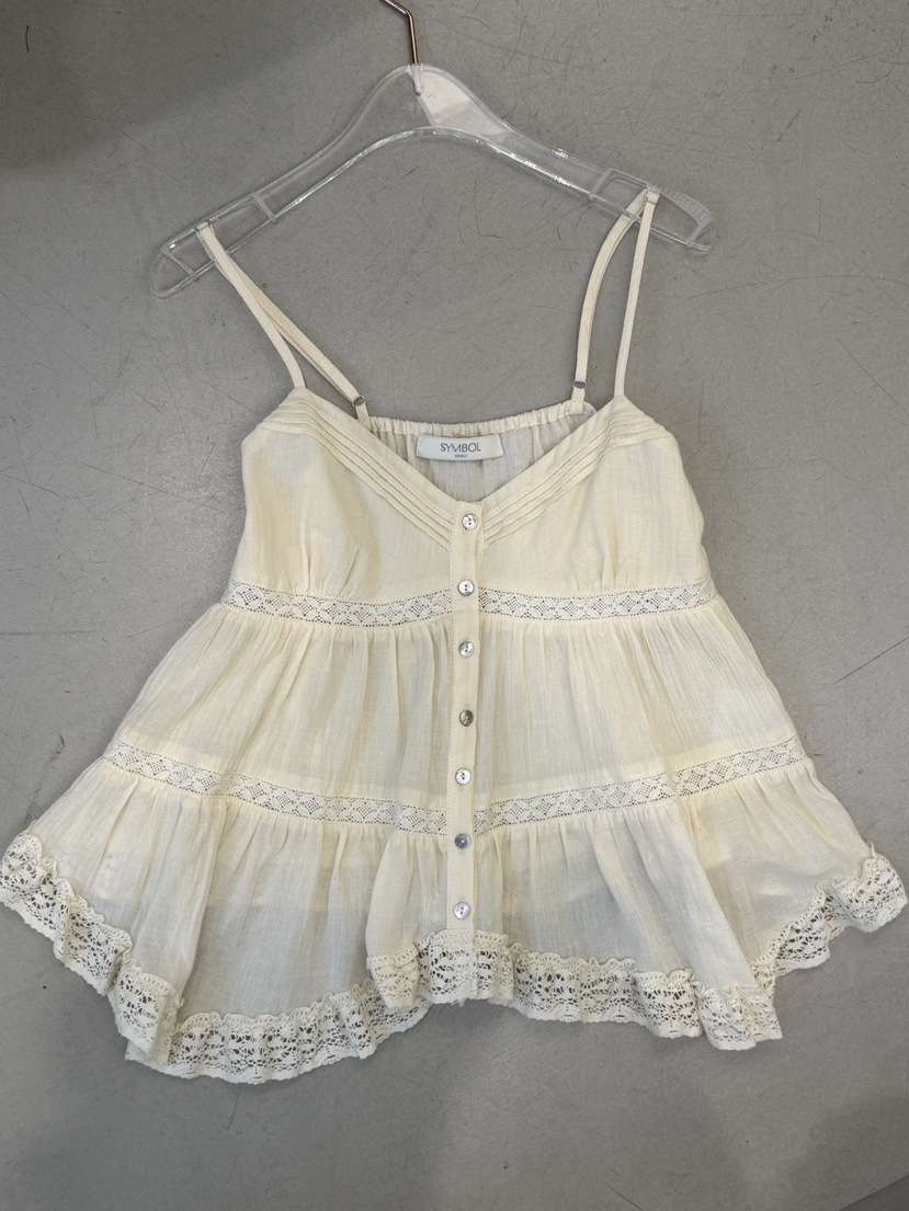 SYMBOL韓國代購女士新款休閑時尚人氣26春夏吊帶背心刺繡紗布SYMBOL吊帶/背心
