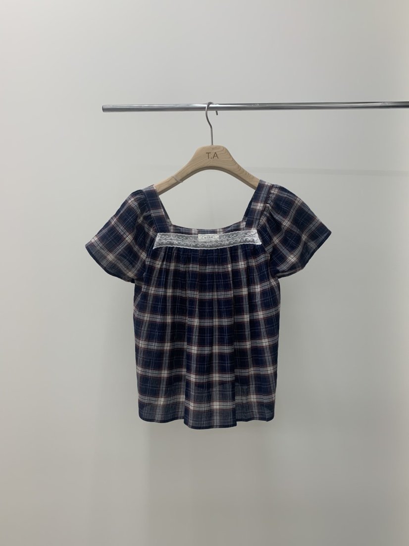 THE ABLE東大門直郵女裝新款人氣26春夏襯衫蕾絲衫格子蕾絲THE ABLE/TA襯衫/蕾絲衫