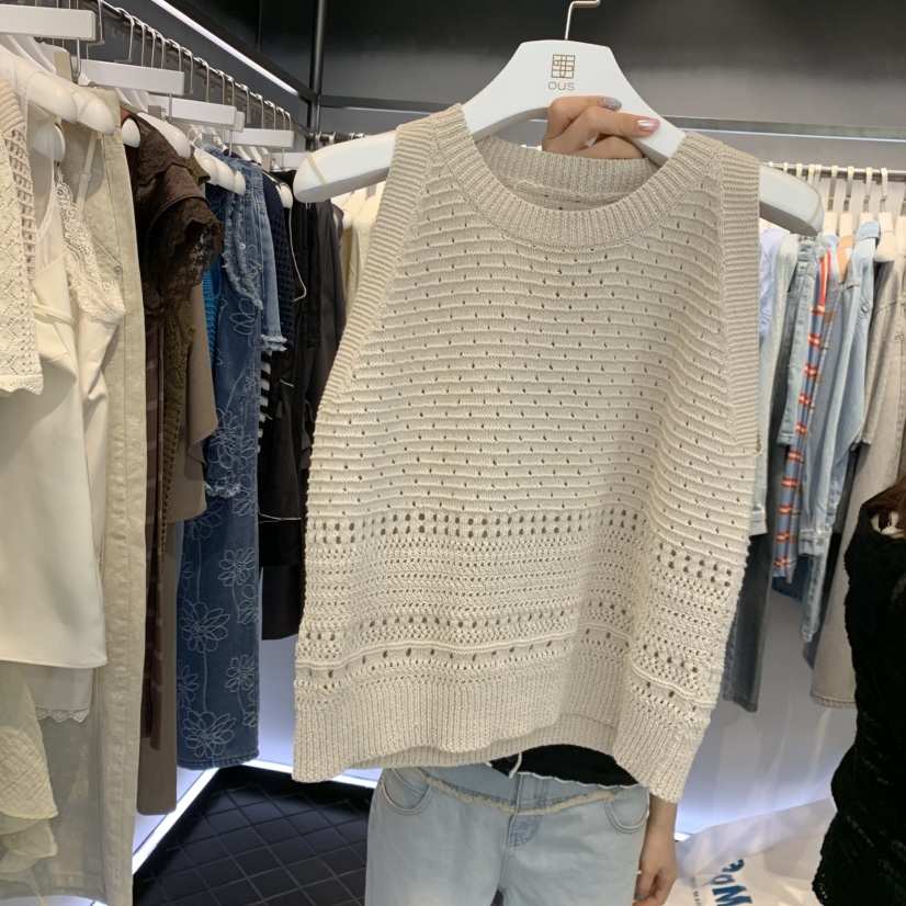 OUS/INCH-L韓國直郵女裝新款時尚人氣吊帶背心鉤針編織OUS/INCH吊帶/背心