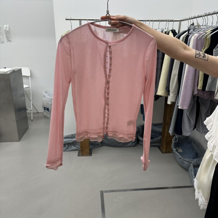 ENHANCE韓國東大門代購女裝新品人氣26夏季職業針織衫透明ENHANCE/HOPESMORE針織衫