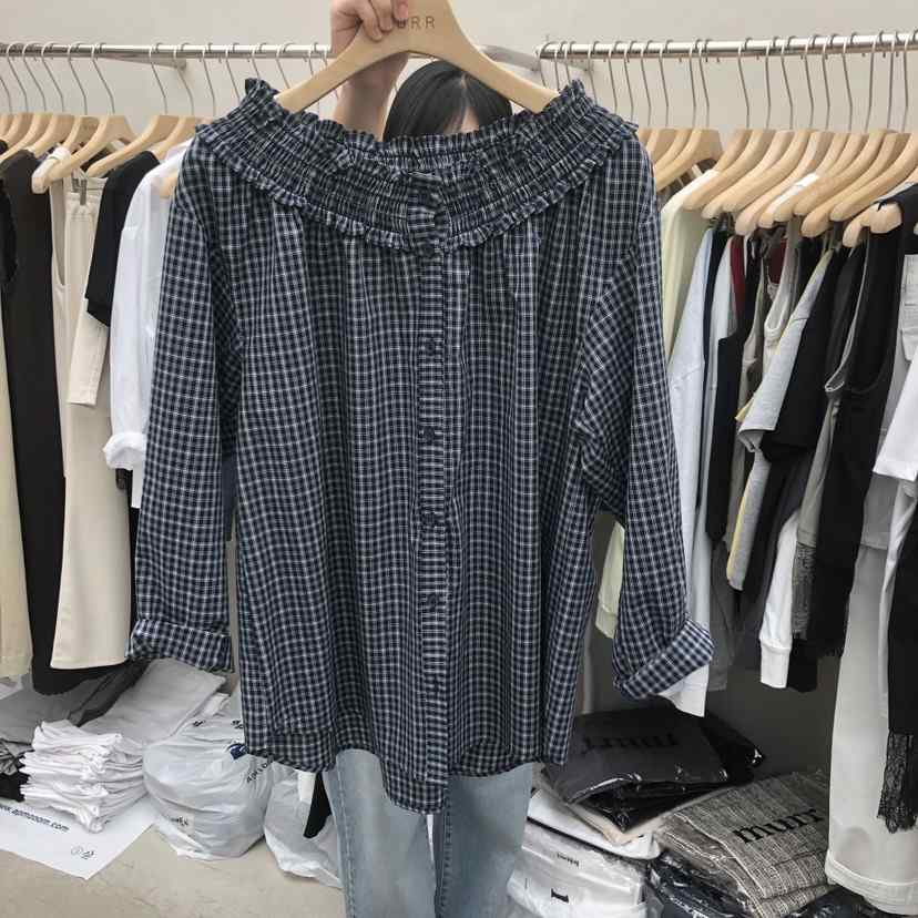 MURR韓國直郵女裝新品休閑職業推薦26春夏襯衫蕾絲衫格子MURR襯衫/蕾絲衫