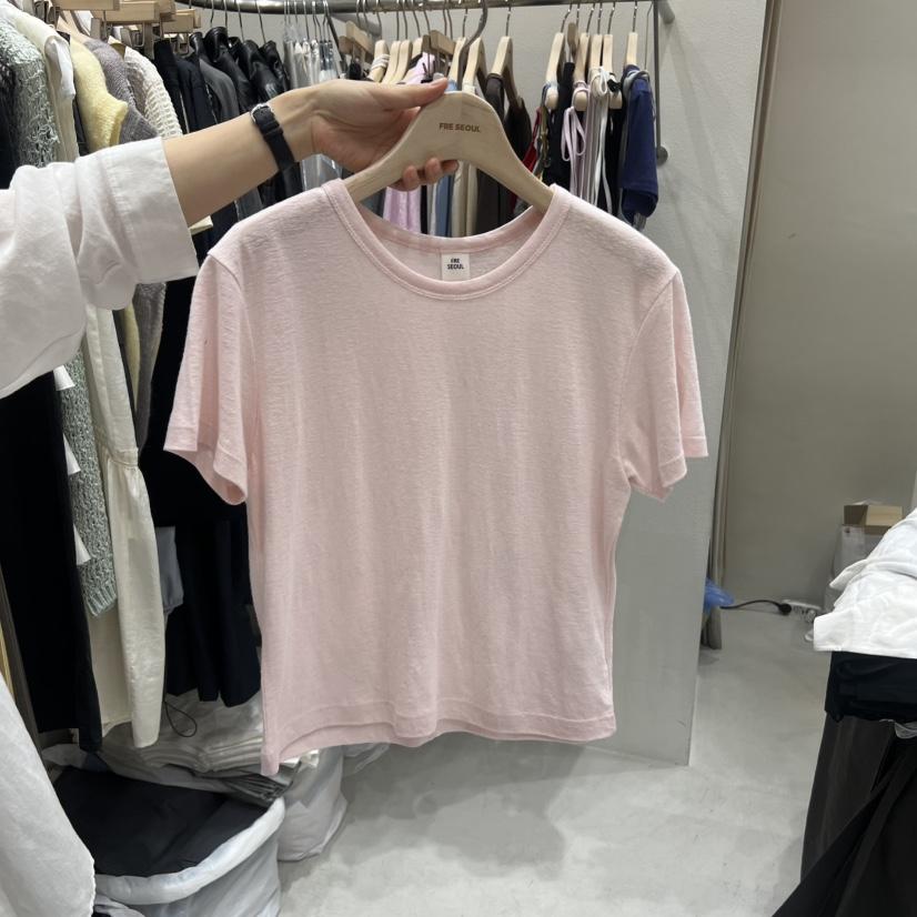 FRE韓國東大門直郵女士新款休閑26春夏時尚26夏季T恤亞麻布FRE SEOULT恤
