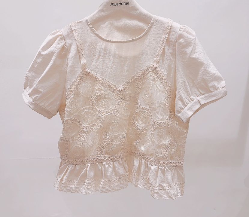 AWESOME-P韓國直郵實拍女士新品休閑26夏季職業襯衫蕾絲衫AWESOME-P襯衫/蕾絲衫