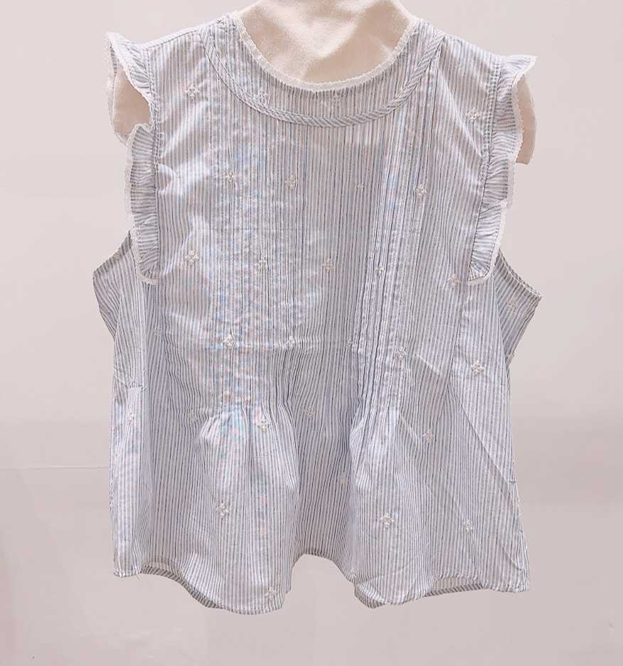 AWESOME-P韓國直郵女士新款時尚休閑職業襯衫蕾絲衫條紋AWESOME-P襯衫/蕾絲衫