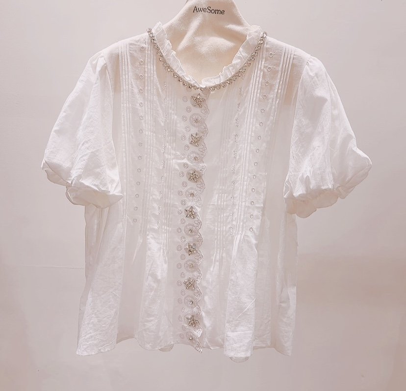 AWESOME-P韓國直郵實拍女裝新款26春夏休閑26夏季襯衫蕾絲衫AWESOME-P襯衫/蕾絲衫