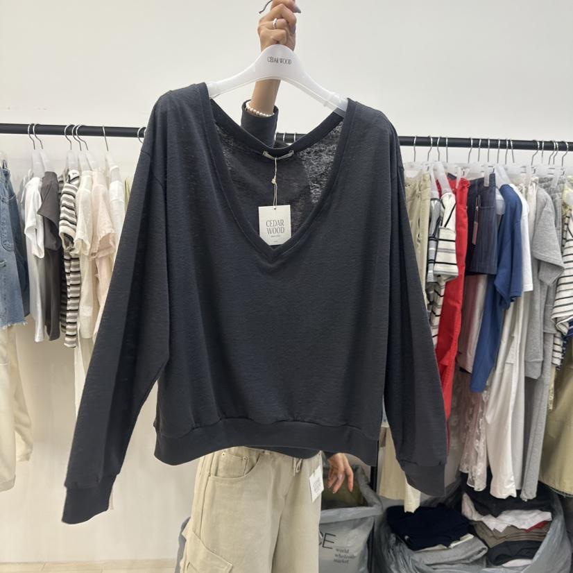 CEDARWOOD東大門實拍韓國女士新品職業熱賣時尚衛衣亞麻布CEDAR WOOD衛衣