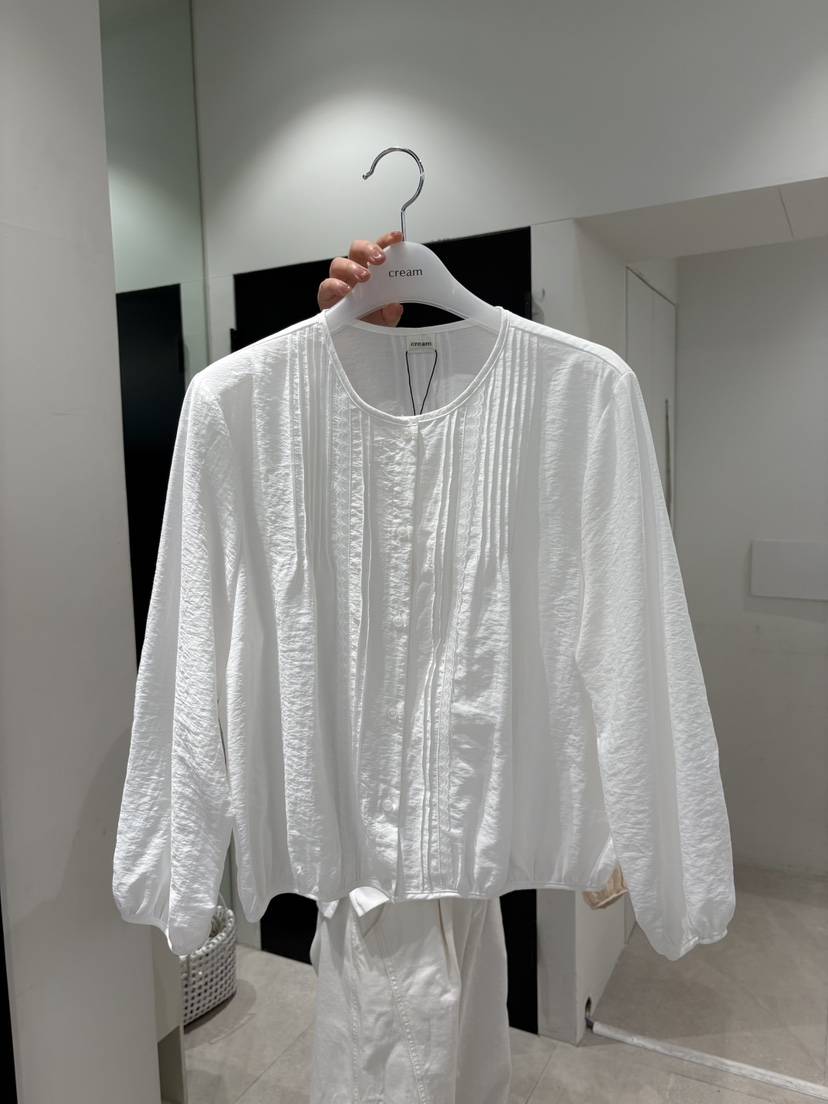 CREAM-P東大門實拍韓國女士新款人氣職業襯衫蕾絲衫褶裥CREAM-P襯衫/蕾絲衫