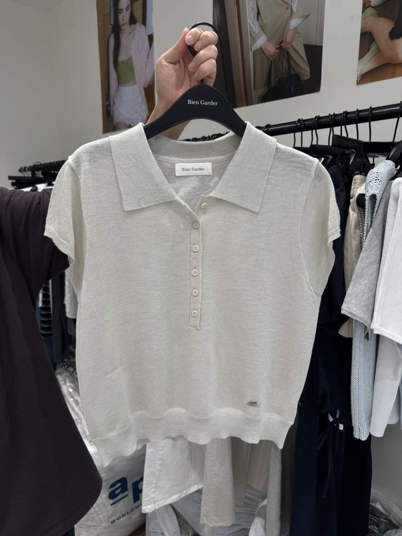 BIEN GARDER韓國直郵女士新品時尚針織衫短袖針織衫亞麻BIEN GARDER針織衫