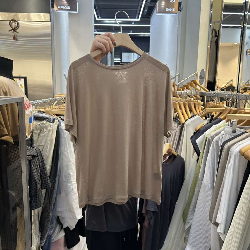 SANS韓國直郵女士新品熱賣人氣26夏季26春夏休閑T恤天絲絲綢SANST恤