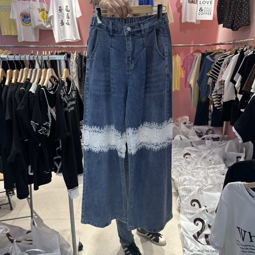 K STORY韓國代購女裝新款職業26夏季26春夏休閑牛仔褲蕾絲K STORY牛仔褲