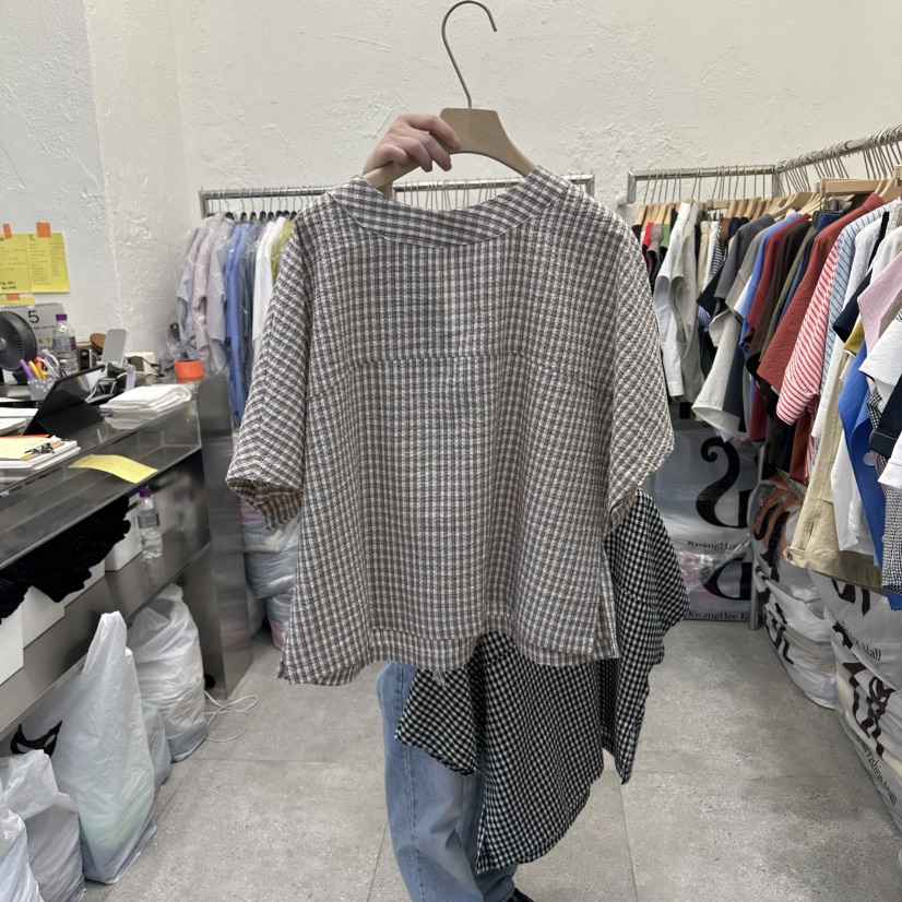 DA YLOG韓國直郵女士新款26夏季時尚26春夏襯衫蕾絲衫格子DA YLOG襯衫/蕾絲衫