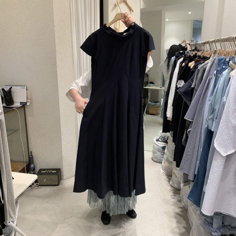 SSEMIENNE韓國東大門代購女裝新款時尚職業連衣裙高領長款緞SSENIQUE/SSEMIENNE連衣裙